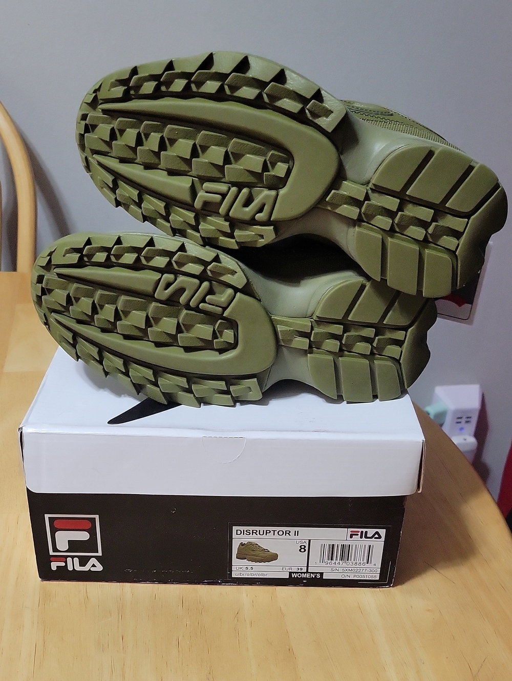Like New Olive Colored Fila Disruptor Sneakers - Picture 5 of 8